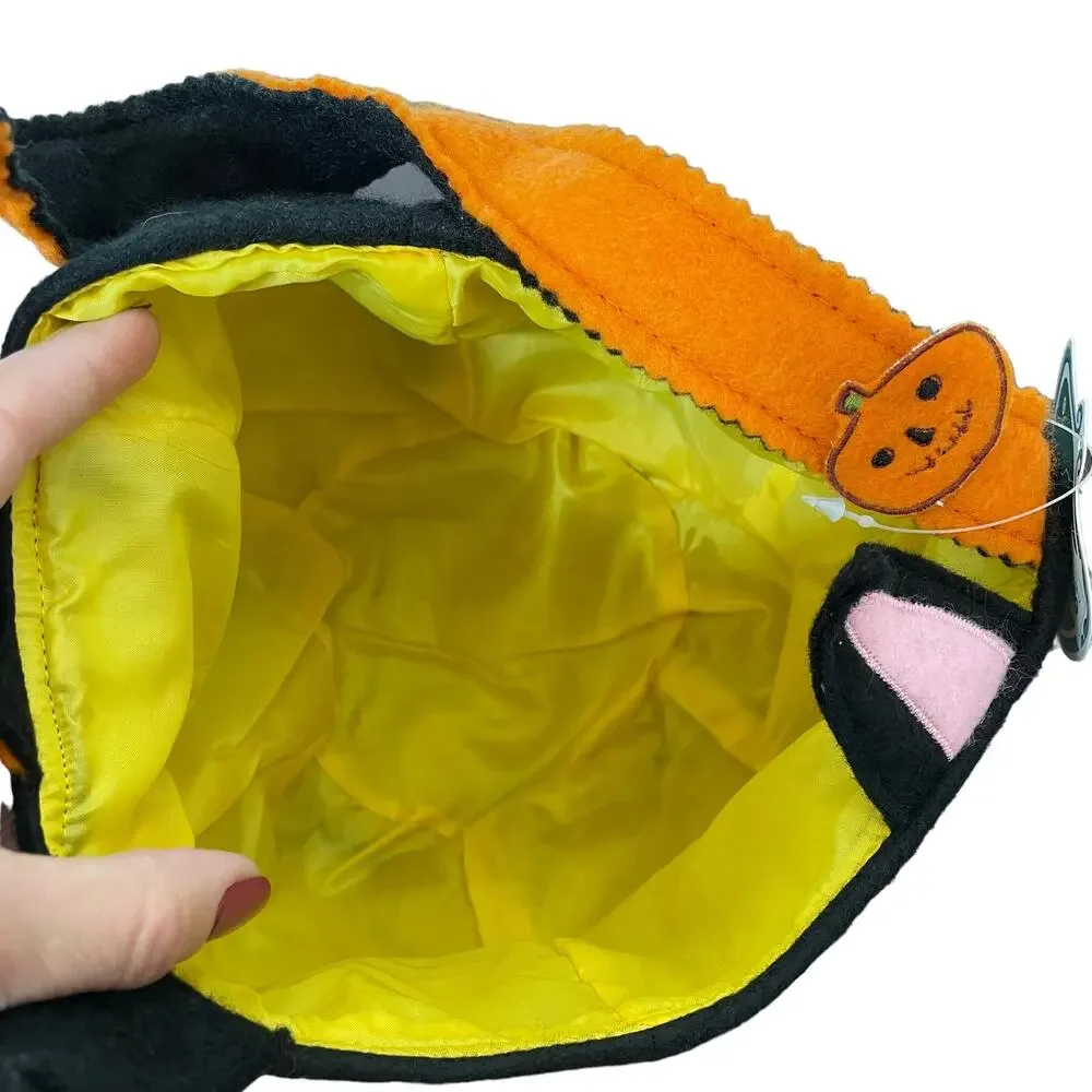 Vintage Target Halloween Black Cat Trick Treat Bucket Soft Cloth Felt Pail TAGS